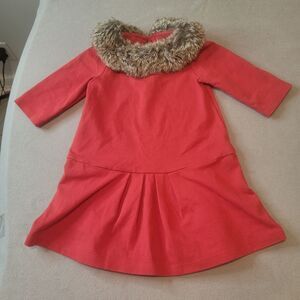 Janie and Jack Red Fur Holiday Christmas Dress Size 3